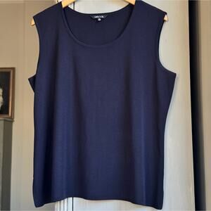 Misook Top Sz PXL Navy Knit Layering Tank Scoop Neck Classic Travel Shell Blouse